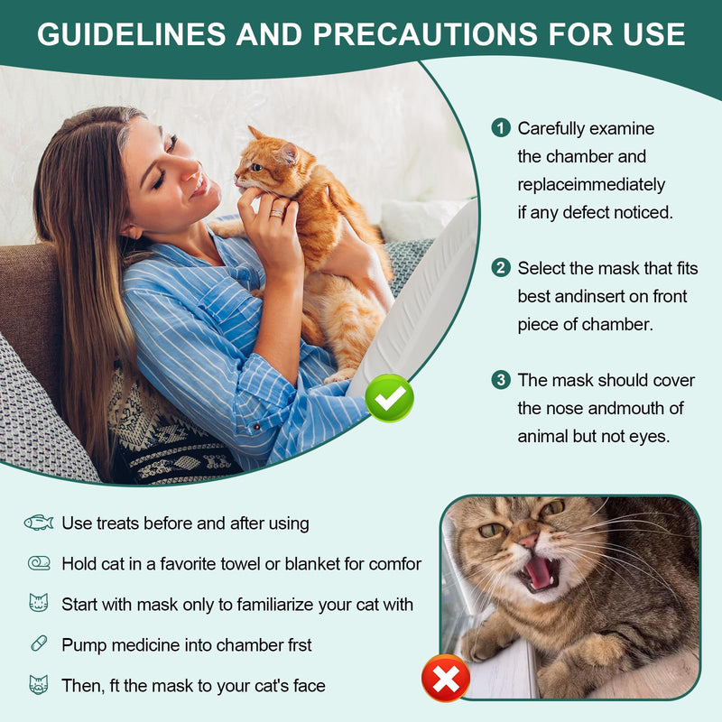 Cat handheld inhaler spacer with 2 cat masks helps breathing and administering medication - BeesActive Australia