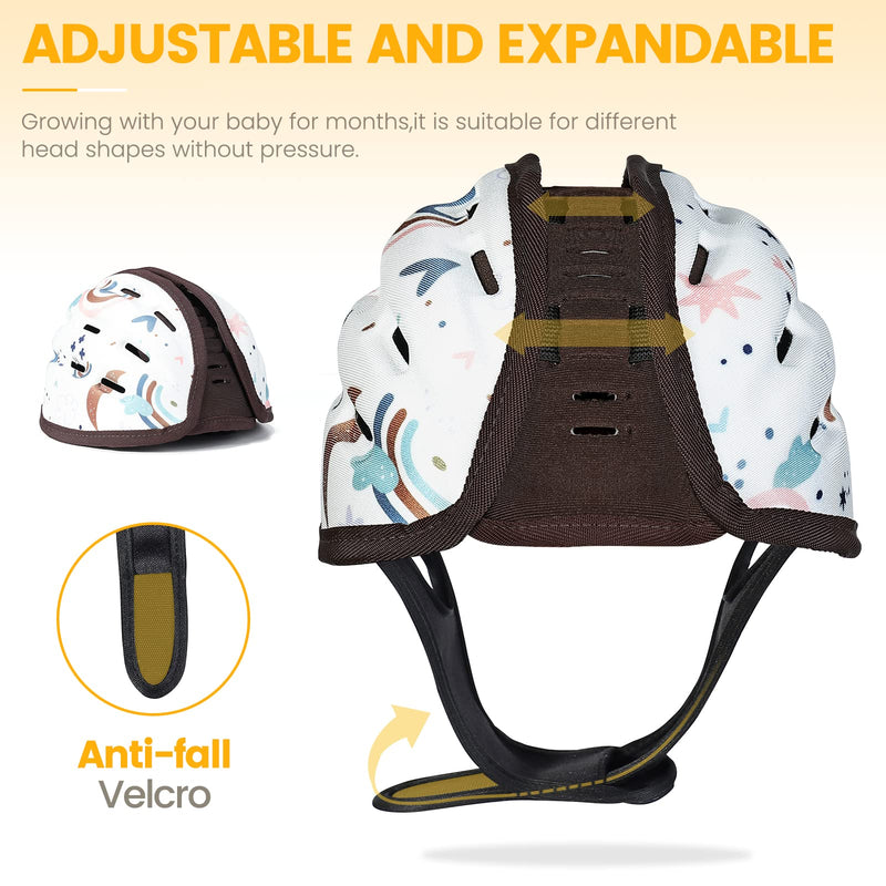 Baby Safety Helmet, Breathable Baby Head Protector for Crawling and Walking, Infant Soft Helmet, Anti-Collision, Ultra-Lightweight, Expandable and Adjustable Age 6m-24m (Brown Lion) Brown Lion - BeesActive Australia