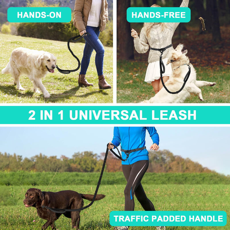 Philorn Hands Free Dog Leash with Pouch, Adjustable Waist Leash for Dog Walking, Running Leash for Medium Large