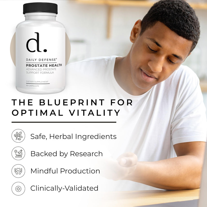 Prostate Defense Prostate Health Supplement for Men with Saw Palmetto Powder, Vitamin E, Zinc, Mushrooms, Pumpkin Seed - Urinary Prostate Support