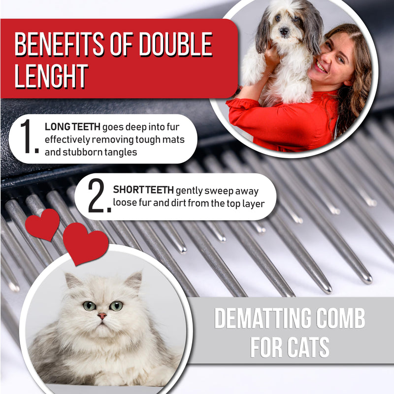 Dog Combs for Grooming Matting - Rotating Teeth Poodle Comb for Grooming - Cat Comb for Long Haired Cats - Dog Dematting Comb - BeesActive Australia