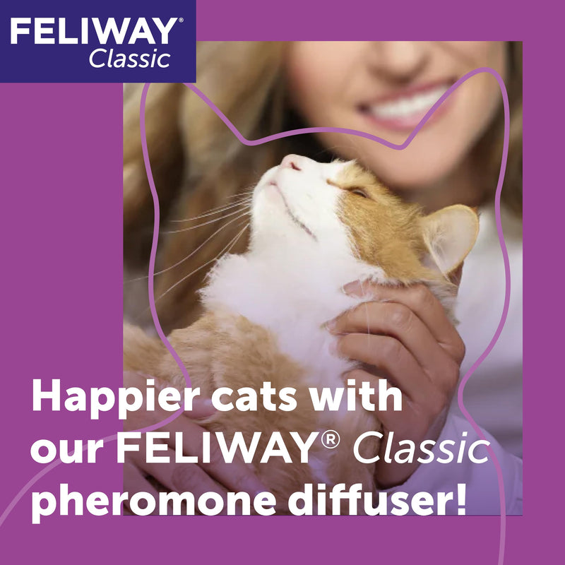 FELIWAY Classic 30 Day Cat Calming Plug In Pheromone Diffuser Starter Kit, 48ml - Helps Solve Common Signs of Stress in Cats & Kittens, Veterinary Recommended, Clinically Proven