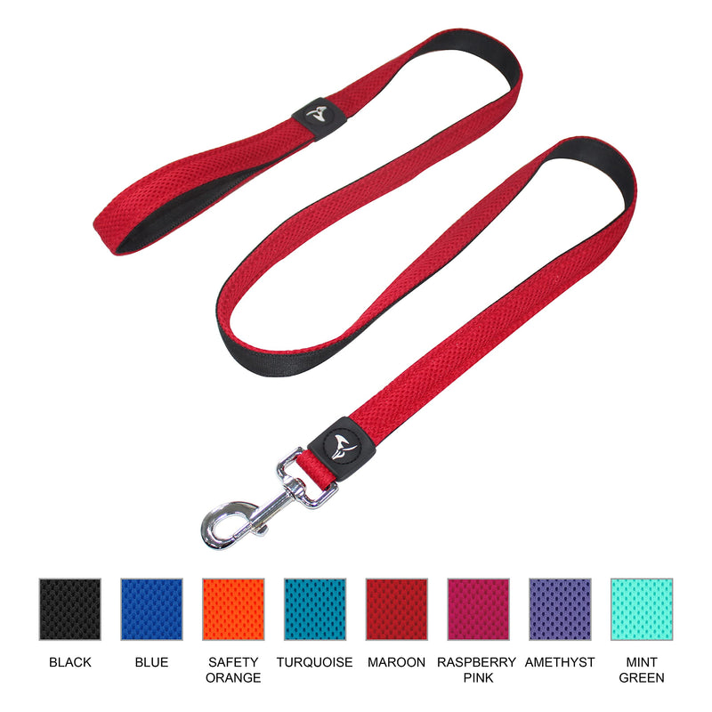 Kruz Premier 5ft Dog Mesh Leash - KZA1160-14M/L - Lightweight, Breathable, Comfort Puffy Mesh Leash - Secure Dual-Layered Tangle-Free Mesh Lead for Dog Walking, Running, Training - Red - 1" x 5 FT Large: 1" x 5 FT - BeesActive Australia