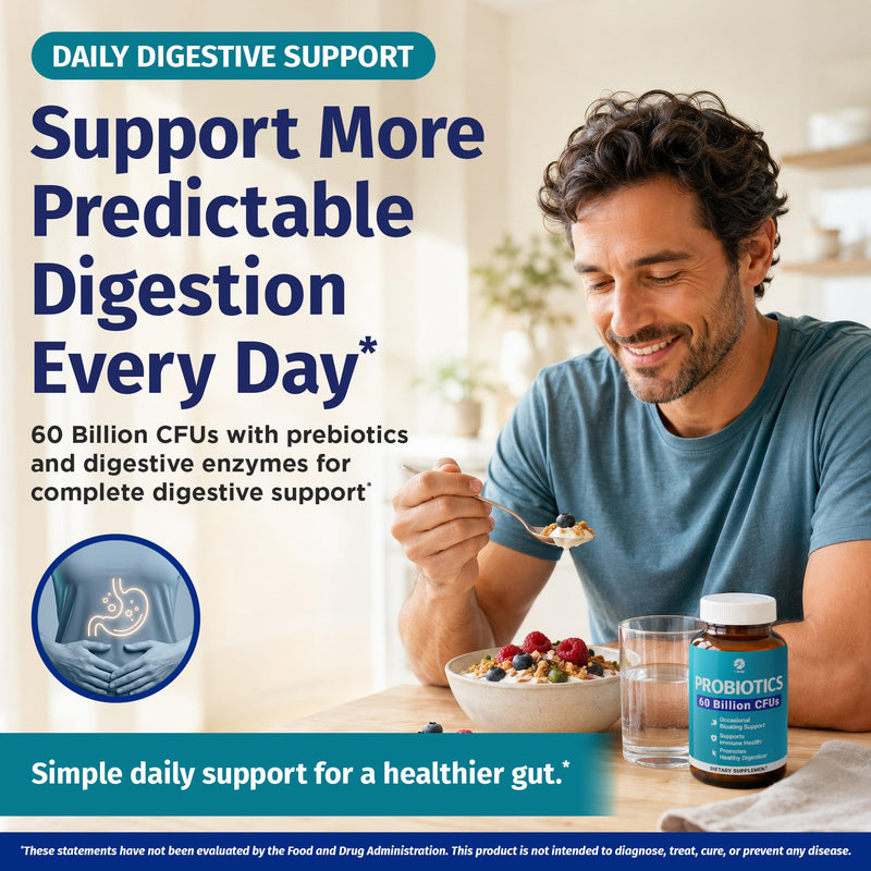 1 Body Probiotic 60 Billion with Prebiotics & Enzymes, 60 Vegan Caps | When Your Gut Feels Good, Everything Feels Better. Supports digestive balance and everyday wellness.* Digestive Probiotics