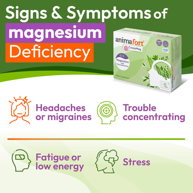 Magnesium Complex for Mind | 6 High-Absorption Salts | Animafort CronoMag | Magnesium citrate, glycinate & AtaMg | Mental function, energy & nervous system | Vitamins B12, D & E | 60 capsules 1