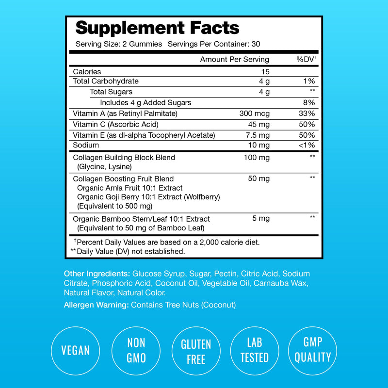 NutraChamps Collagen Boosting Gummies, Collagen Booster Gummy for Natural Collagen Production, Vegan Pectin Supplements Chews for Women & Men, 60 Peach Gummies (Pack of 2) 60 Count (Pack of 2)