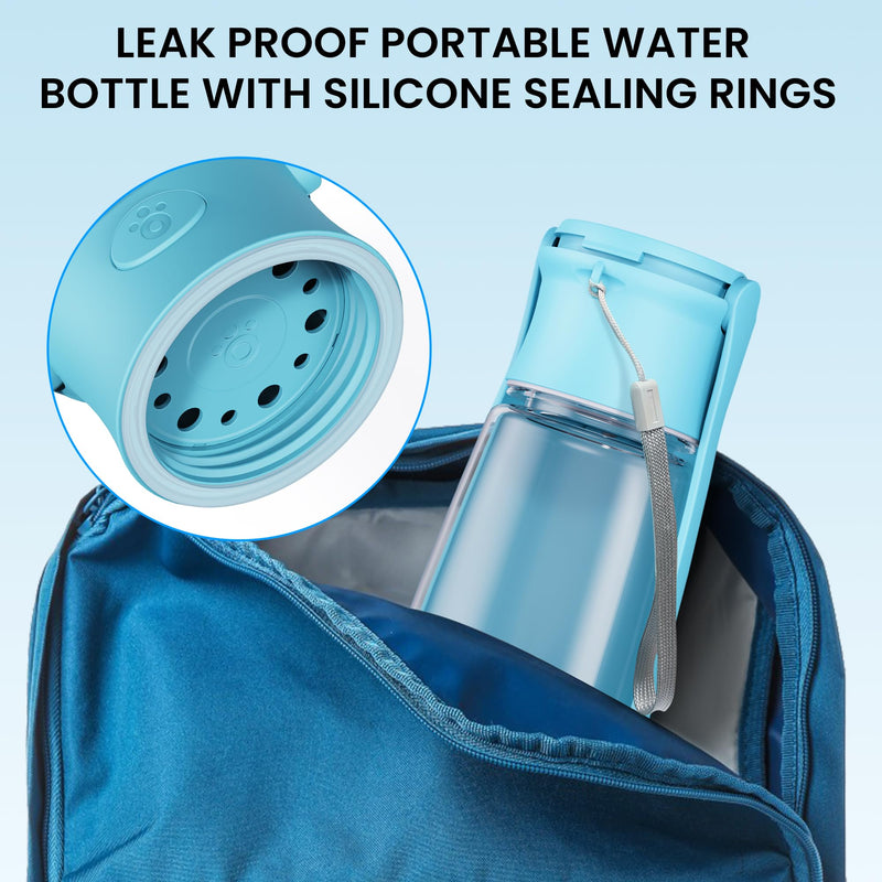 Portable Dog Water Bottle Dispenser [Leak Proof & Foldable] Dog Travel Water Bottle Bowl Accessories for Puppy Small Medium Large Dogs Pet Water Bottles for Dogs Walking Outdoor Hiking 19OZ 19OZ Blue - BeesActive Australia