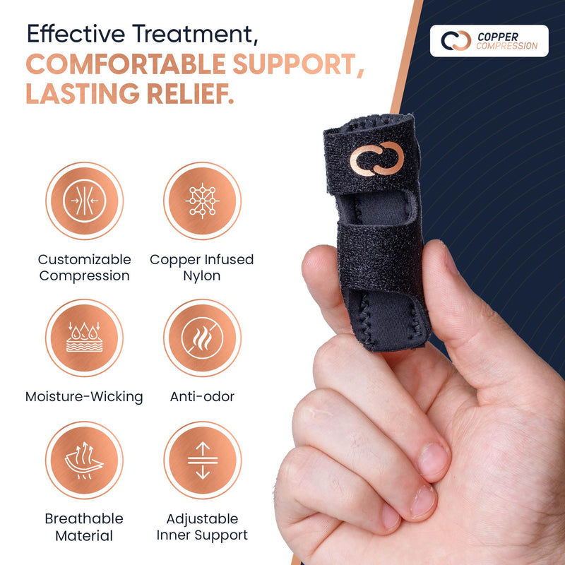Copper Compression Finger Splints, Trigger Finger Brace for Arthritis, Tendonitis, Finger Locking, Sprains, and Pain Relief – Adjustable Copper Infused Splint with Comfortable Breathable Support – 2 Pack - BeesActive Australia