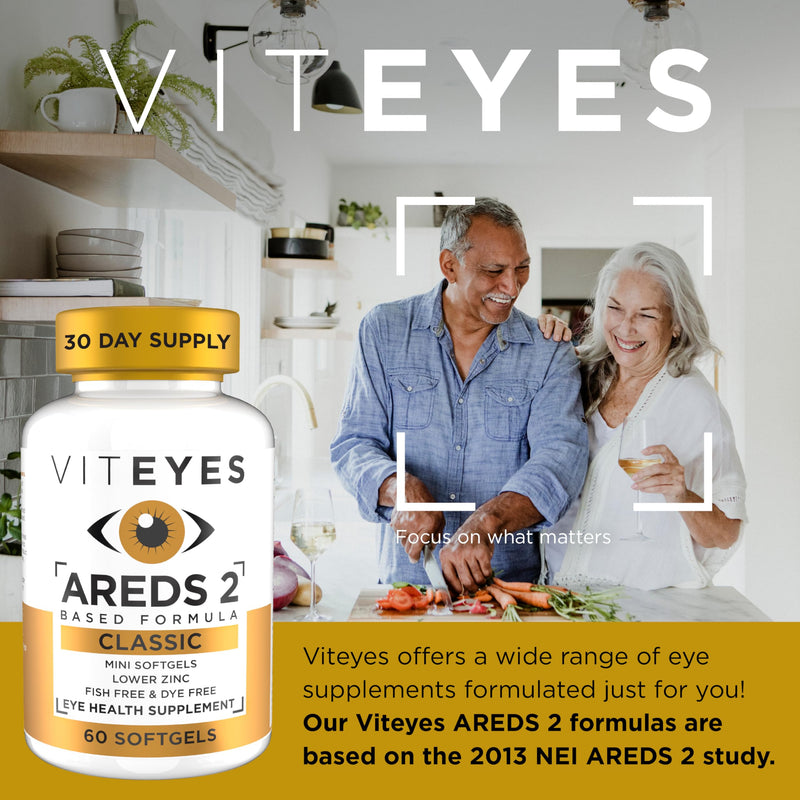 Viteyes AREDS 2 Classic Macular Health Formula Softgels, Eye Health Vitamin for Vision Protection, Lower Zinc, Eye Vitamins, Macular Vitamins, Beta-Carotene Free, 60 Softgels 60 Count (Pack of 1)