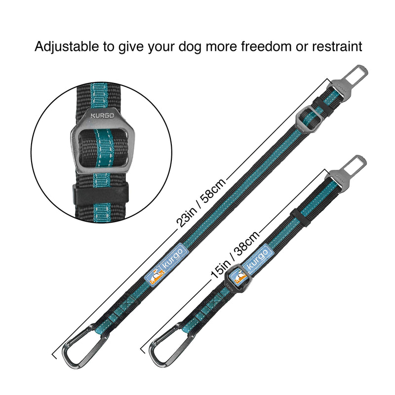 Kurgo Direct to Seatbelt Tether for Dogs, Car Seat Belt for Pets, Adjustable Dog Safety Belt Leash, Quick & Easy Installation, Works with Any Pet Harness, (Carabiner Clip, Coastal Blue) 1 Count (Pack of 1) Regular - BeesActive Australia