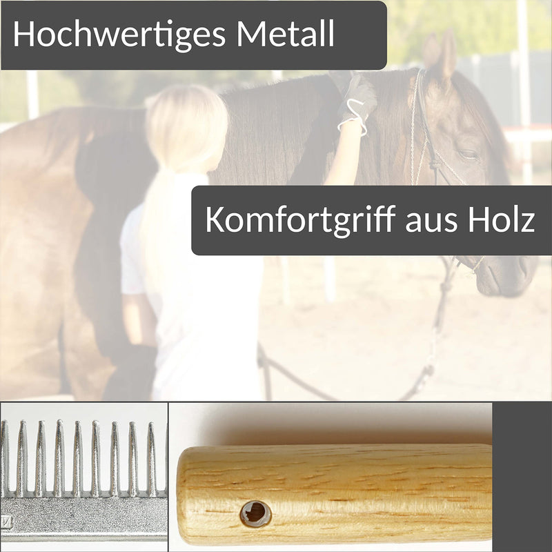 Metal mane comb for horses and donkeys with a sturdy wooden handle (wooden handle) - BeesActive Australia