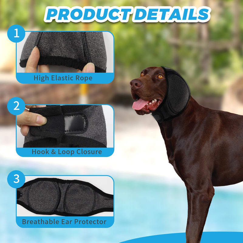2 Pack Ear Covers for Dogs Adjustable Ear Muffs Noise Protection No Shake Head Wraps Pet Animal Hearing Protections M Size