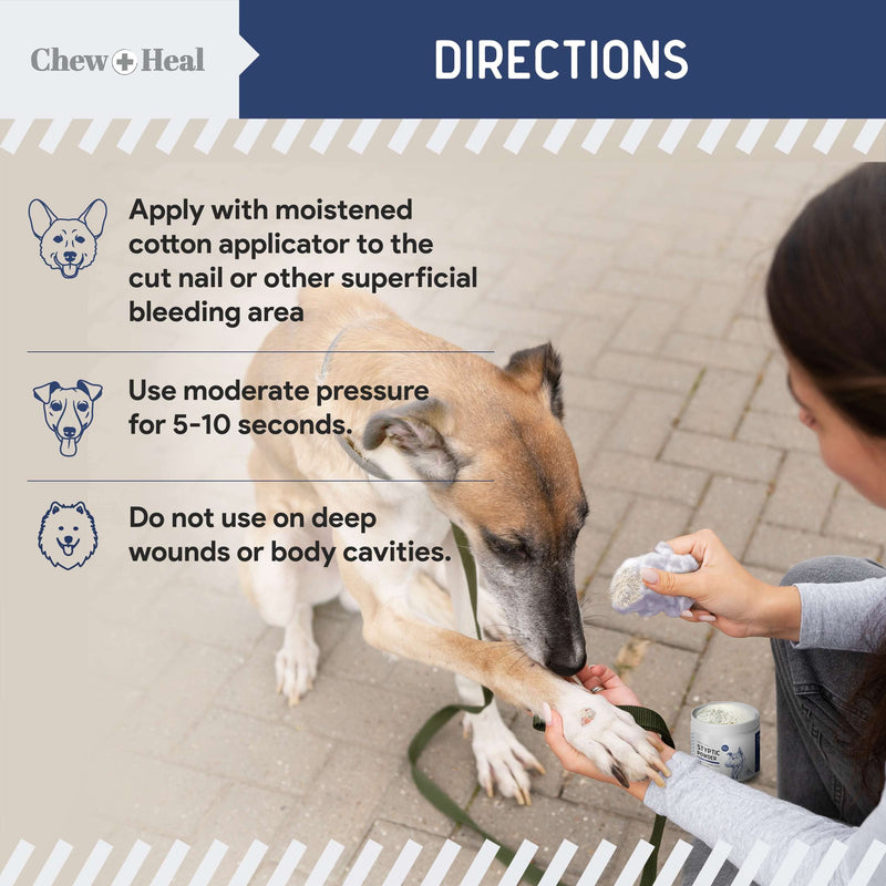 Chew + Heal Labs Styptic Powder for Dogs, Cats, and Other Animals - .5 oz - Quick Stop Bleeding Powder for Clipping Nails, and Other Minor Cuts - Blood Stop Powder - BeesActive Australia