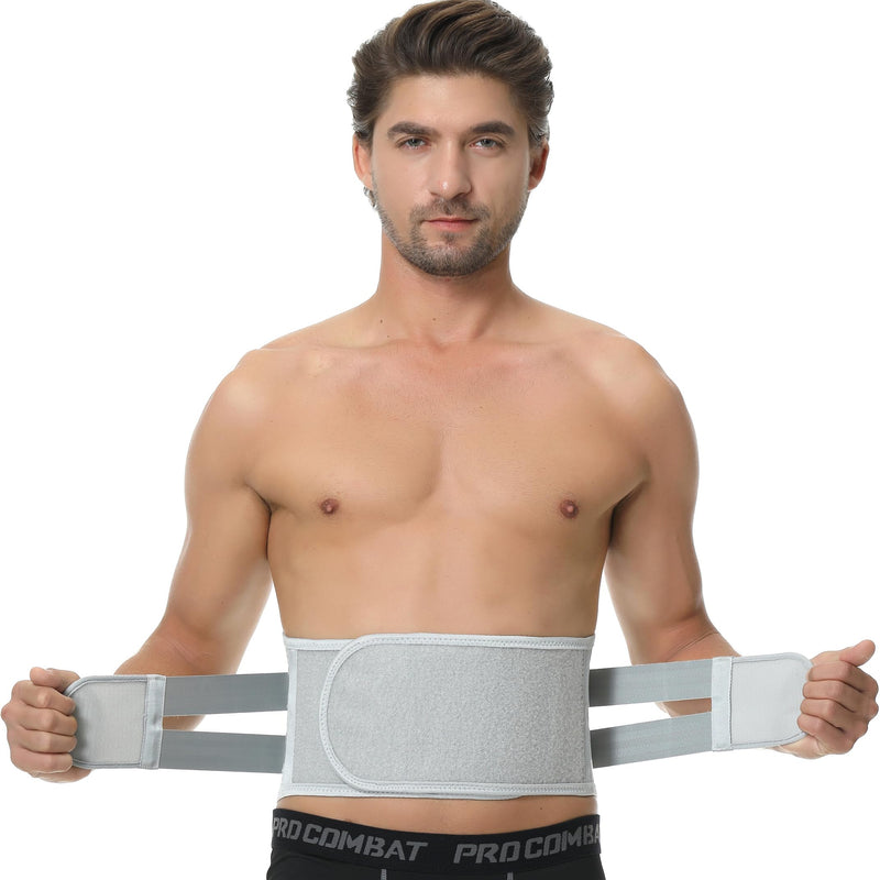 NeoTech Care Back Belt Support for Men or Women - Breathable & Adjustable Lower Back Brace - Double Pull Compression Straps (Gray, Size M) Grey - BeesActive Australia