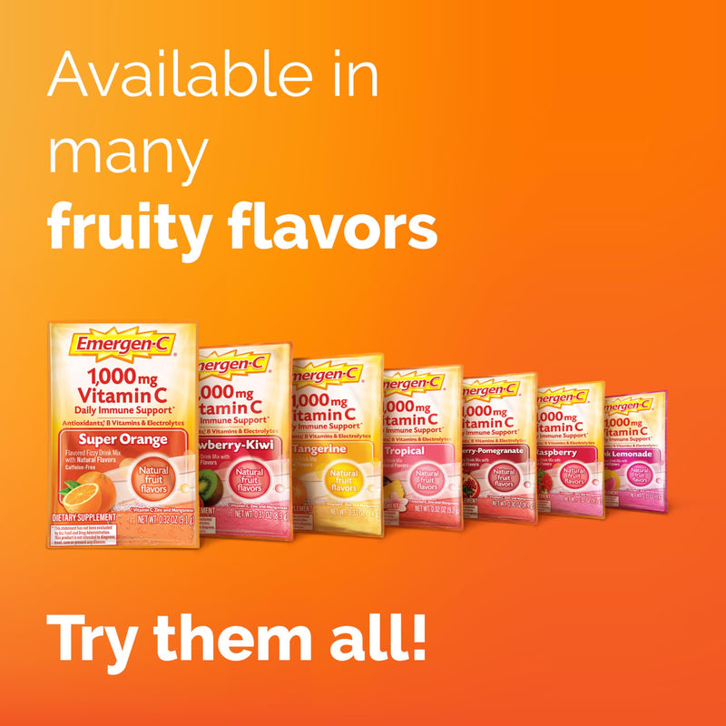 Emergen-C 1000mg Vitamin C Powder, with Antioxidants, B Vitamins and Electrolytes, Vitamin C Supplements for Immune Support, Caffeine Free Drink Mix, Raspberry Flavor - 30 Count(Pack of 2) 1 Count (Pack of 60) - BeesActive Australia