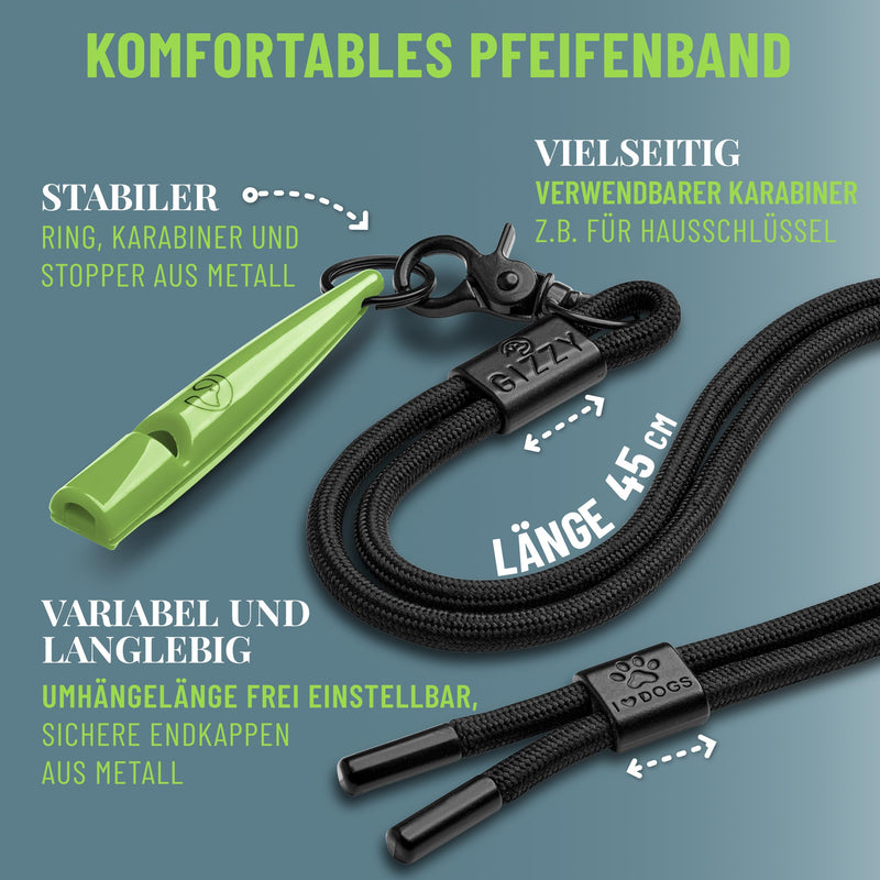 GIZZY® 2x dog whistle loud and far-reaching whistle sound I 2x dog whistles ideal as training aids for dogs I suitable for dog training barking or as a dog whistle recall I Incl. high-quality green/black ribbon - BeesActive Australia