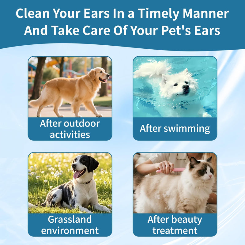Dog Ear Cleaner, Contains Aloe Vera, Relieves Itching, Removes Earwax Buildup, Debris, Odors, Non Irritating, with Extended Soft Silicone Dropper, For Dogs and Cats, 1 Bottles (2.03 oz in total) White 1 Bottle (2.03 oz in total)