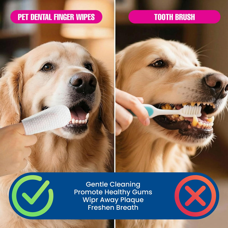 Pet Dental Finger Wipes - Natural Ingredients, Easy to Use Dog Teeth Cleaning Wipes for Effective Dog Teeth Cleaning - Ideal Dog Dental Wipes for Optimal Oral Hygiene Unscented