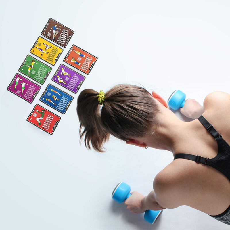 Stack 52 Dumbbell Exercise Cards. Workout Playing Card Game. Video Instructions Included. Perfect for Training with Adjustable Free Weight Sets and Home Gym Fitness. (2019 Mega Pack) 107 Card Mega Pack