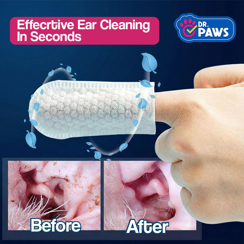 Dog Ear Cleaner Finger Wipes - Ear Finger Wipe for Dog Ear Infection Treatment, Easy to Use Cat Ear Cleaner, Eliminates Odor, Dog Ear Cleaning Solution, Dog Ear Wipes (Oatmeal)
