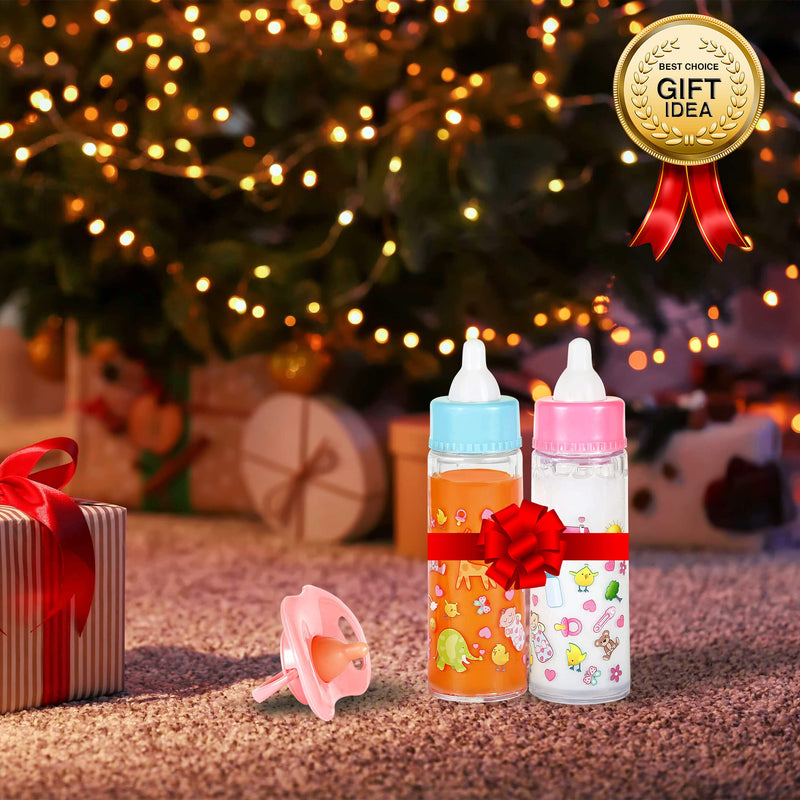 My Sweet Baby Disappearing Magic Bottles - Includes 1 Milk, 1 Juice Bottle with Pacifier for Baby Doll (Colorful) Colorful - BeesActive Australia