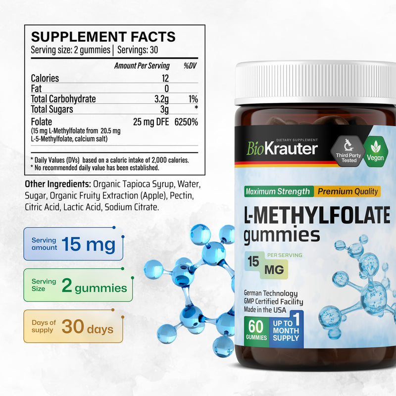 BIO KRAUTER Hyaluronic Acid with Vitamin C for Skin Hydration, 60 Gummies | Vegan Hyaluronic Acid Supplements 250 mg Strength for Beauty & Collagen Support, Banana Flavor, Herbal Supplements 60 Count (Pack of 1)