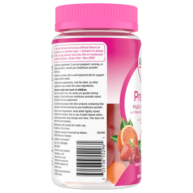 Centrum Prenatal Multivitamin Gummies, 60 Count | Prenatal Vitamin D Gummies with DHA, Folic Acid, Iodine and Other Essential Nutrients, Gluten Free, Non-GMO Ingredients 1 Count (Pack of 60)