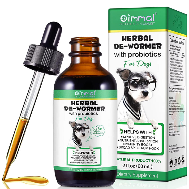 Dog Dewormer, Natural Herbal Supplement for Dogs, Dog Herbal Cleanse, Digestive Support, Gut Health, Dewormer for Dog Puppy & Kitten, 60ML