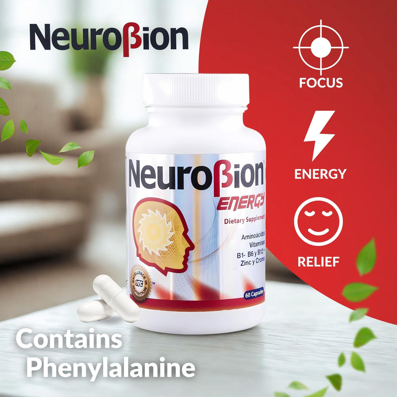 60 Caps Neurobion Energy - Amino Acids Vitamin B1 B2 B6 B12 - Increases Brain Alertness & Stamina | One a day supports normal metabolism and nervous system function; sealed, authentic import 60 Count (Pack of 1)