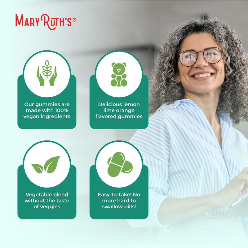 MaryRuth's Super Greens, Naturally-Occurring Quercetin, Spirulina, 60 Count | Naturally-Occurring Quercetin, Spirulina, Broccoli Root, Kale Leaf, Sugar Free, 2g Fiber, Vegan