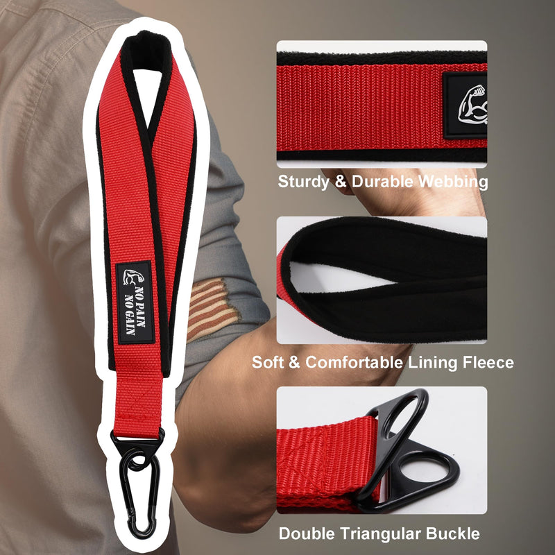 Arm Wrestling Training Strap Belt Hand Grip Arm Finger Forearm Exerciser Strengthener for Cable Machine and Free Weight red with 25mm loading pin