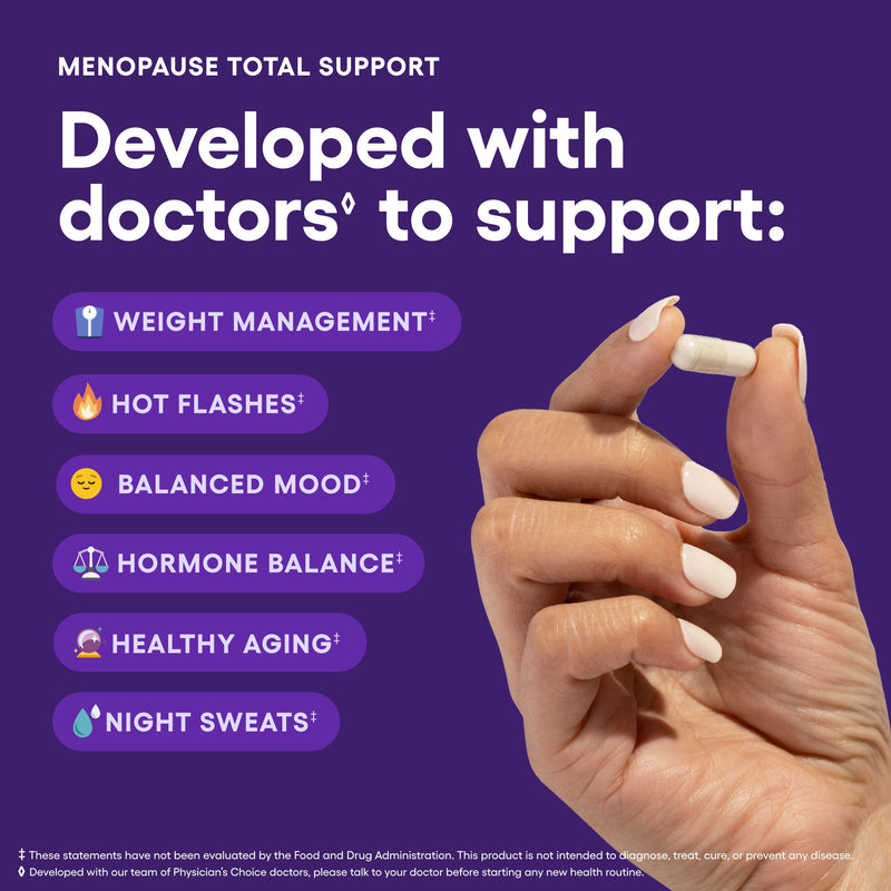 Physician's CHOICE Menopause Probiotic Supplement for Women - Supports Hormone Balance, Hot Flashes, Night Sweats, Weight Management, Bloating & Gut Health - with Black Cohosh, Resveratrol+ - 30ct 30 Count (Pack of 1)