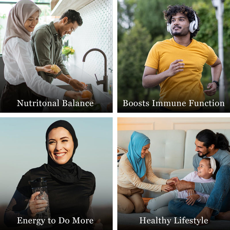 Noor Vitamins Halal Vitamins, Daily Multivitamin, Halal Vitamin for Women and Men, 30 Vitamins & Minerals, A, B12, C, Iron, Zinc to support general health, Non-GMO, Halal Multivitamin (2 Month Supply)