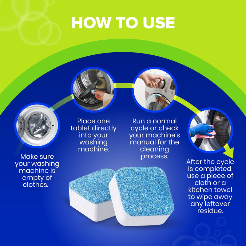 Washing Machine Cleaner Tablets 24 Pack Descaler & Deep Cleaning Solution for HE, Top load & Front Loader Washers, Septic Safe, Removes Residue, Build-ups & grimes 1-Year Supply - BeesActive Australia