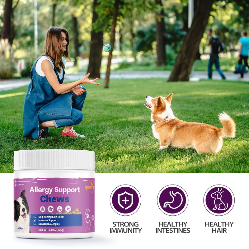 Dog Allergy Chews for Itchy Skin and Seasonal Allergies, Dog Allergy and Itching Skin Relief with Probiotics and Turmeric, Allergy Paw Relief and Dogs Coat Immune -50ct 50ct