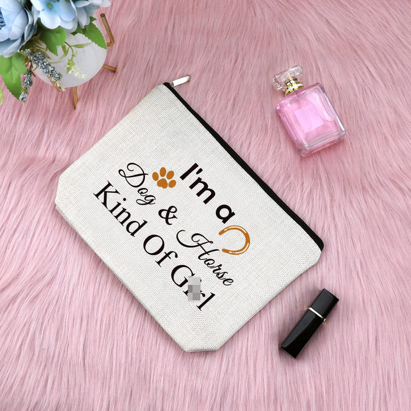 Dog Lover Gift for Women Makeup Bag Horse Lover Gift Horseshoe Gift for Dog Mom Equestrian Gift for Daughter Cosmetic Bag Funny Birthday Graduation Gift for Teen Christmas Gift Travel Cosmetic Pouch Horse lover gift Makeup Bag 2 - BeesActive Australia