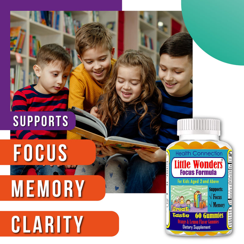 Little Wonders Kids Omega 3 DHA Gummies, Children’s Vitamins for Brain Health, Focus Gummies for Kids & Teens, Memory Support Supplement for Learning & Attention, Fruity Flavor – 60 Gummies
