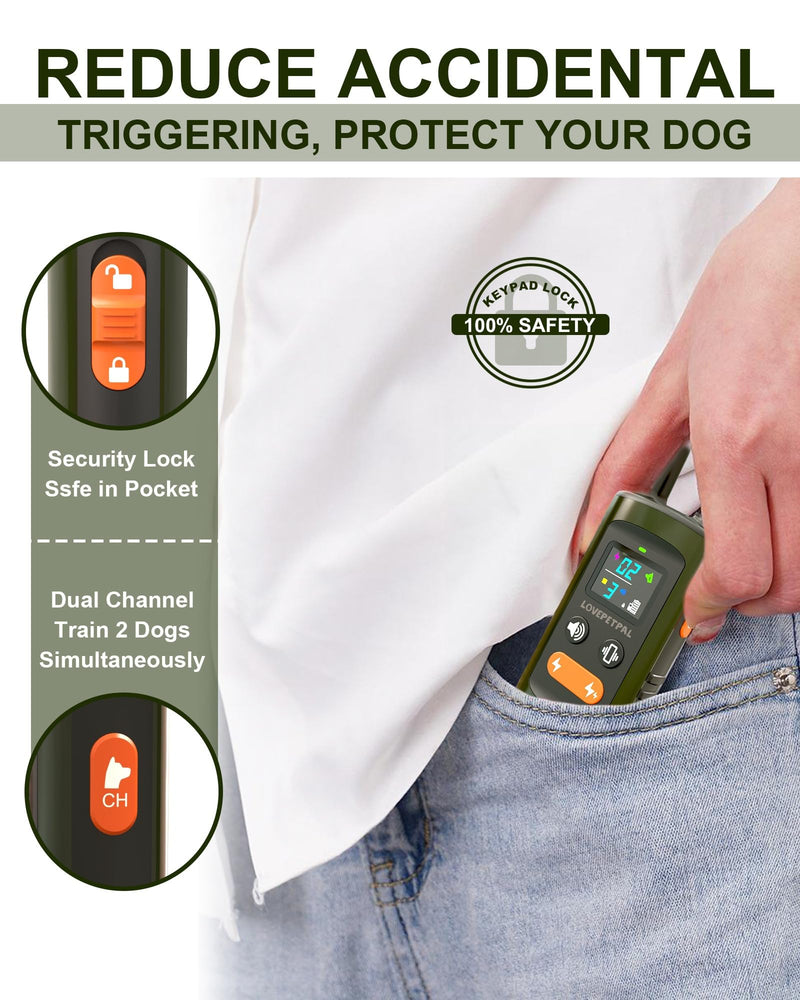 Dog Training Collar with Remote Control - 3500FT Rechargeable IPX7 Washable E-Collar for Large Medium Small Dogs 4 Training Modes Vibration Beep Indoor & Outdoor Trainer Anti-Shedding Lock xxxl