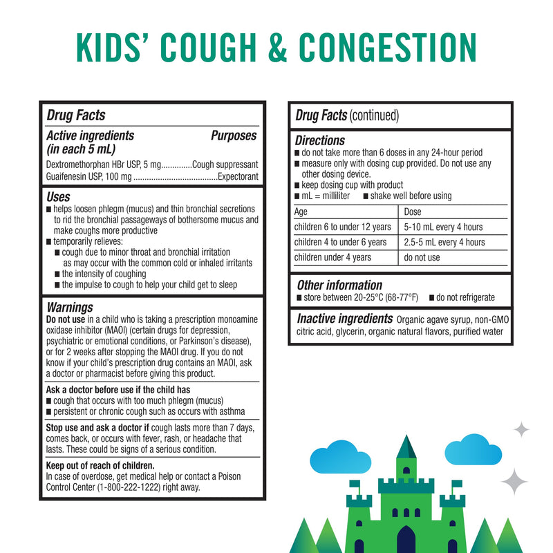 KinderMed Kids' Cough Day & Night Value Pack - Cough & Congestion Relief and Nighttime Cold Relief - No Artificial Flavors or Sweeteners - No Dyes (Organic Berry Flavor, 4 Fl Oz) Berry, Cherry