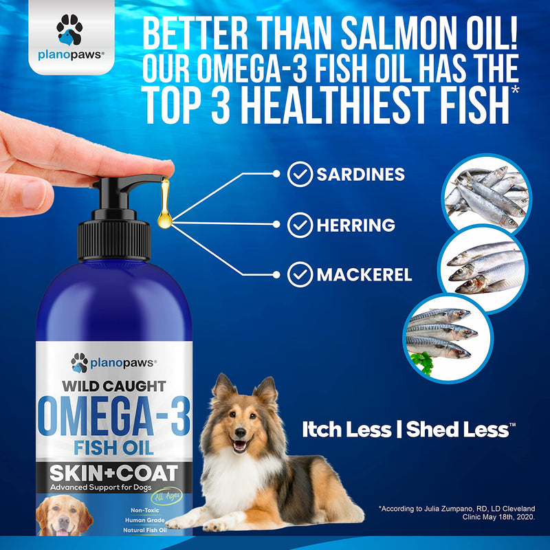 Omega 3 Fish Oil for Dogs - Better Than Salmon Oil - Dog Fish Oil Supplement to Reduce Shedding & Itching - Supports Joints, Brain, and Heart Health - Skin and Coat Supplement - Liquid Fish Oil 32 oz - PawsPlanet Australia