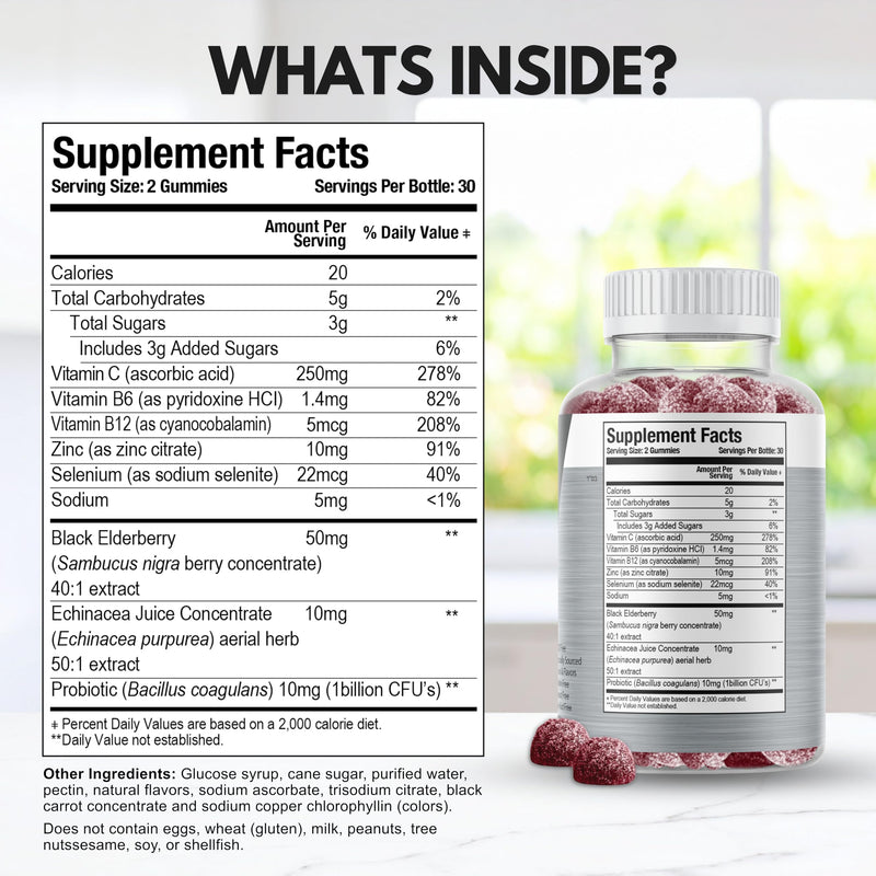 Viteey Multivitamin Gummies 8in1 Immune Support Supplement with Probiotics | Immune Boosters for Adults & Teens - Vegan, Gelatin Free, GMO Free - Chewable Berry Flavored Pectin Immune Defense 60 Count (Pack of 1)