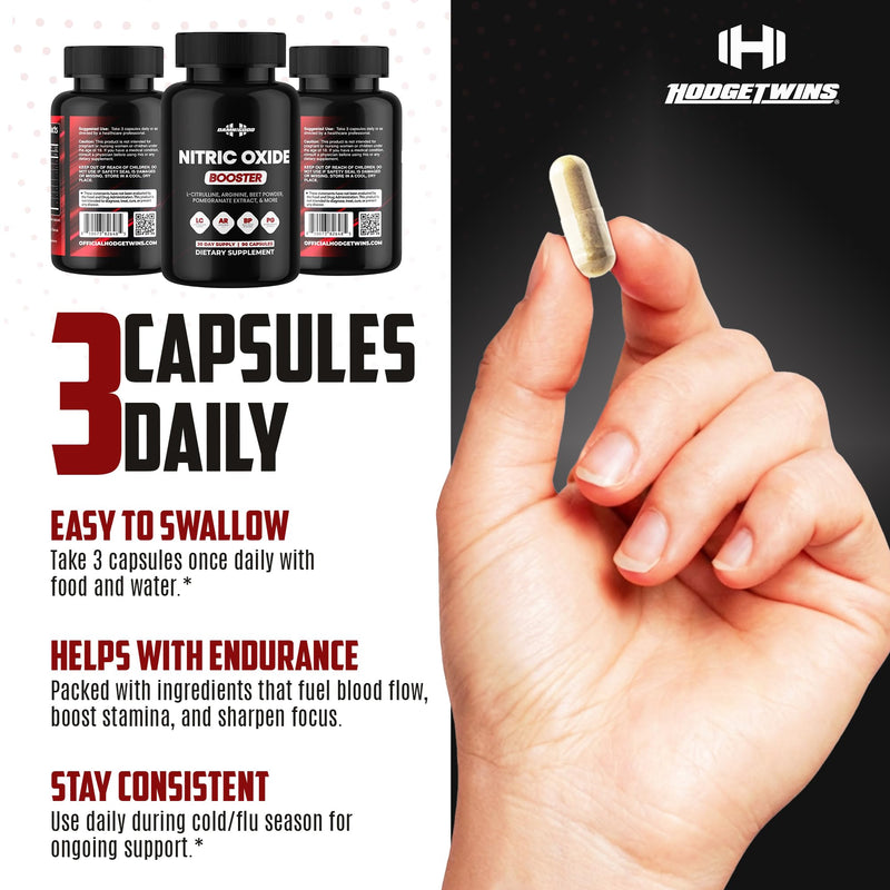 DAMN GOOD Hodge Twins Nitric Oxide, L-Arginine & L-Citrulline, 90 Ct | Nitric oxide booster with L-arginine & L-citrulline for workout performance, muscle pump & stamina support