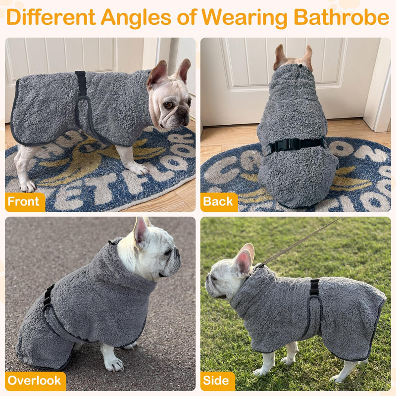 Glittme Dog Bathrobe, Super Soft Dog Robe Quick Drying Dog Towels for Drying Dogs Large, Adjustable Dog Robes for After Bath, and Dog Dryer for Dog, Puppy, M, Grey Medium - BeesActive Australia