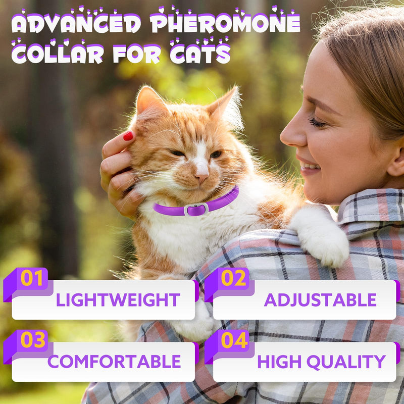 Abodiuss Calming Collar for Cats 4 Pieces, Adjustable Design Pheromone Embedded Calming Collar for Anxiety, Sentry Calming Collar Durable 120 Days, 18.9 Inch Collar (Cat) - BeesActive Australia