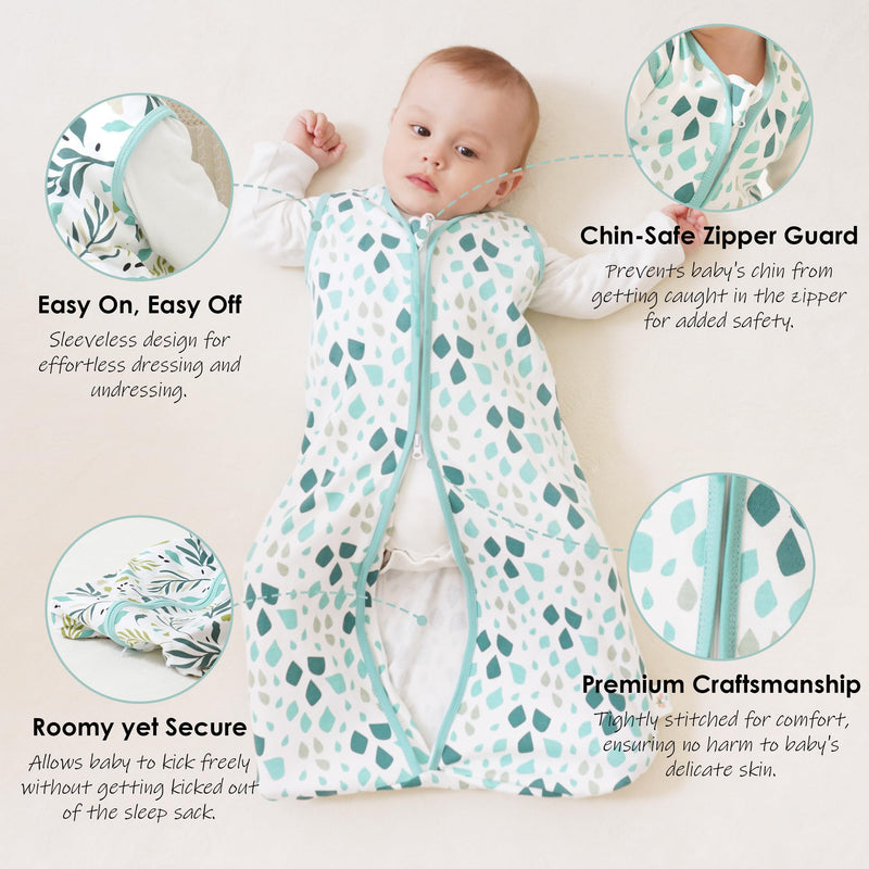 Cute Castle Baby Sleep Sack 0-6 Months - Lightweight 100% Cotton 2-Way Zipper TOG 0.5 Infant Wearable Blanket, Newborn Essentials Toddler Sleep Clothes (3 Pack Green) - BeesActive Australia
