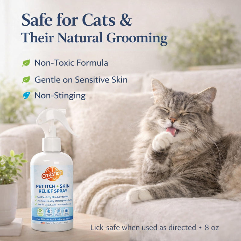 Pet Itch + Skin Relief Spray for Dogs & Cats – Gentle Skin Soothing Spray, Helps Reduce Itching & Irritation, Non-Toxic, Lick-Safe Formula, 8 oz