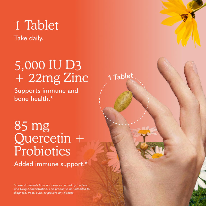 Garden of Life Dr. Formulated Vitamin D3 & Zinc Quercetin Once Daily Supplement – Immune Support & Breast Health, Non-GMO, Gluten-Free, 30 Small Tabs | Once Daily Supplement - Immune Support & Breast Health, Non-GMO, Gluten-Free