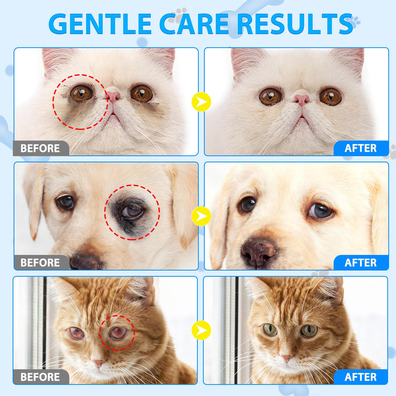Eye Wash Cleaner for Dogs and Cats, Natural Eye Drops 100ml, Pet Eye Wash and Soothe Eye Irritations, Tear Stain Cleaner for Dogs and Cats