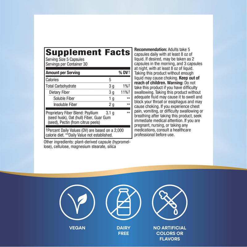 Nature's Way Fiber Fusion Daily, Psyllium Husk Capsules with Oat Bran, Guar Gum, Pectin, Digestive Health Support*, Vegan, 150 Capsules (Packaging May Vary),(Pack of 2) 150 Count (Pack of 2)