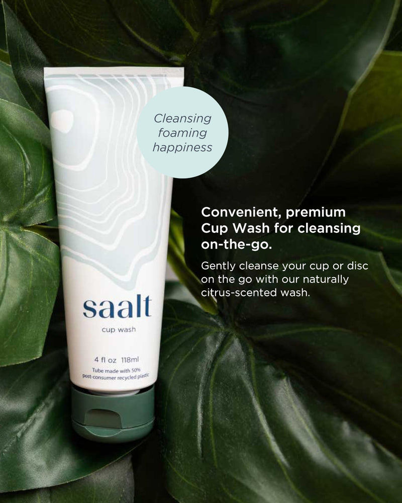 Saalt Travel Menstrual Kit - Easy Cleaning for Public Restroom, School, or Travel for Menstrual Cup or Menstrual Disc - Reusable Travel Bag, 4oz Wash, Squeeze Bottle, Compact Sanitizer - BeesActive Australia